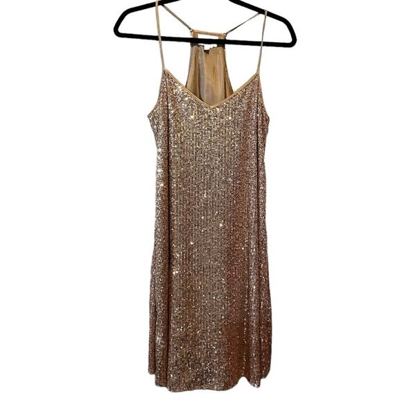 Jade by Johnny Was Adnaro Mini Rose Gold Sequin Swing dress size XS - Picture 3 of 10